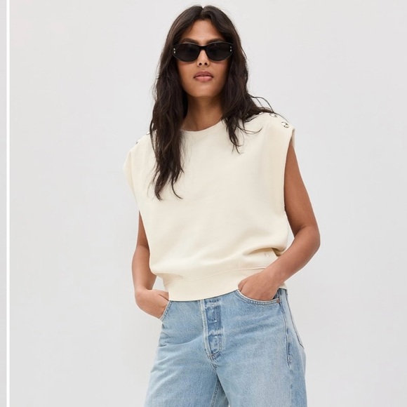 Clare V Tops - Clare V. le vest in cream with studs - Size XS